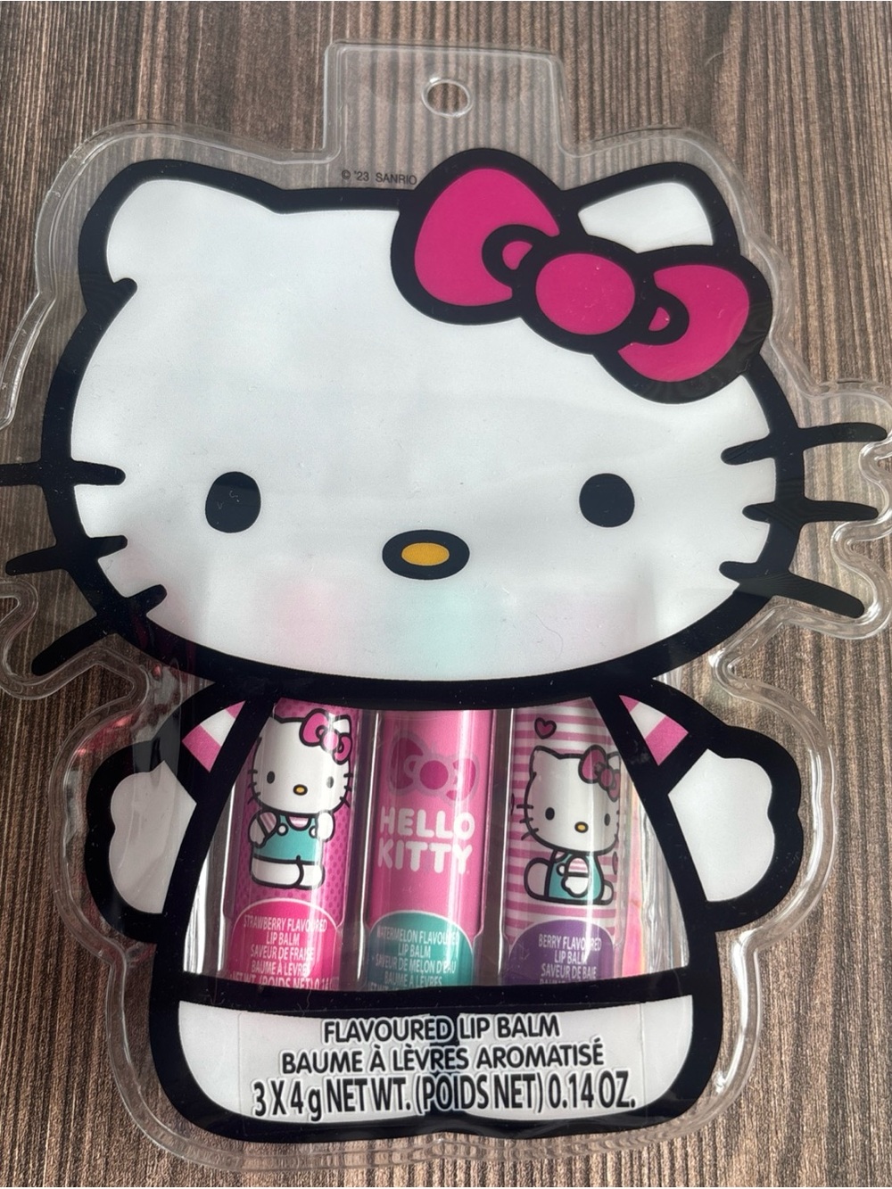 Hello Kitty Holographic Lip Balm Trio with Pink Bow Art